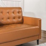 Mid-Century Brown Leather 3-Seater Sofa Couch