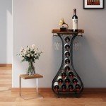 Freestanding Wine Rack with Glass Holder and Tabletop