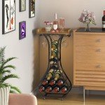 Freestanding Wine Rack with Glass Holder and Tabletop