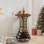 Freestanding Wine Rack with Glass Holder and Tabletop