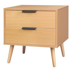 Scandinavian Two-Drawer Bedside Table in Wood