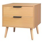 Scandinavian Two-Drawer Bedside Table in Wood