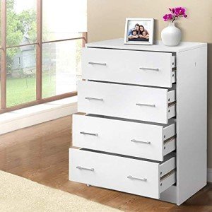 White 4-Drawer Tallboy Chest of Drawers
