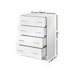 White 4-Drawer Tallboy Chest of Drawers