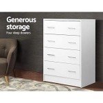 White 4-Drawer Tallboy Chest of Drawers