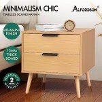 Scandinavian Two-Drawer Bedside Table in Wood
