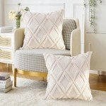 Beige Faux Fur Throw Pillow Covers - 18x18