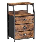 Furnulem 3-Drawer Fabric Nightstand with Shelf