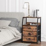 Furnulem 3-Drawer Fabric Nightstand with Shelf