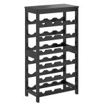 6-Tier Bamboo Wine Rack with Black Table Top