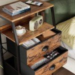 Furnulem 3-Drawer Fabric Nightstand with Shelf