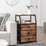 Furnulem 3-Drawer Fabric Nightstand with Shelf