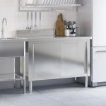 Stainless Steel Kitchen Work Table with Sliding Doors
