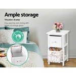 White Bedside Table Set of 2 with Drawers