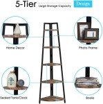 Industrial 5-Tier Corner Shelf with Metal Frame