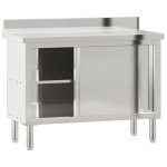 Stainless Steel Kitchen Work Table with Sliding Doors