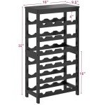 6-Tier Bamboo Wine Rack with Black Table Top