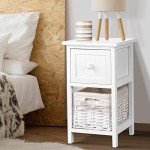 White Bedside Table Set of 2 with Drawers