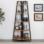Industrial 5-Tier Corner Shelf with Metal Frame