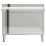 Stainless Steel Kitchen Work Table with Sliding Doors