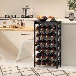 6-Tier Bamboo Wine Rack with Black Table Top