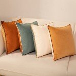 Orange and Teal Plaid Velvet Pillow Covers Set of 4