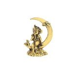 Ganesha Moon Motif Metal Statue for Home Decor