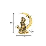 Ganesha Moon Motif Metal Statue for Home Decor