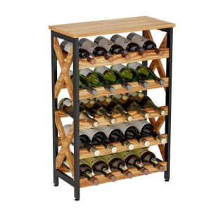 Rustic 5-Tier Freestanding Wine Rack Display