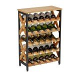 Rustic 5-Tier Freestanding Wine Rack Display