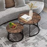Round Nesting Coffee Tables Set of 2 - Rustic Brown