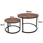 Round Nesting Coffee Tables Set of 2 - Rustic Brown