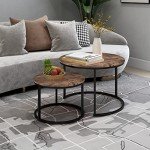 Round Nesting Coffee Tables Set of 2 - Rustic Brown