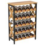 Rustic 5-Tier Freestanding Wine Rack Display