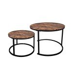 Round Nesting Coffee Tables Set of 2 - Rustic Brown