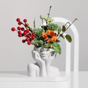 Modern Ceramic Face Vase for Home Decor