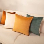 Orange and Teal Plaid Velvet Pillow Covers Set of 4