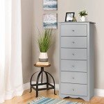 Giantex 6-Drawer Tall Wooden Storage Cabinet - Grey