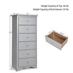 Giantex 6-Drawer Tall Wooden Storage Cabinet - Grey