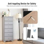 Giantex 6-Drawer Tall Wooden Storage Cabinet - Grey