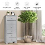 Giantex 6-Drawer Tall Wooden Storage Cabinet - Grey