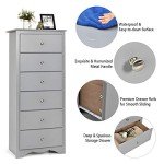 Giantex 6-Drawer Tall Wooden Storage Cabinet - Grey