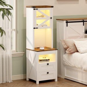 Dystler Farmhouse Nightstand with Charging Station