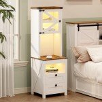 Dystler Farmhouse Nightstand with Charging Station