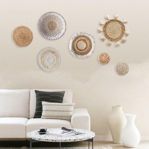 Set of 7 Boho Woven Wall Baskets