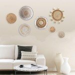 Set of 7 Boho Woven Wall Baskets