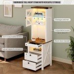 Dystler Farmhouse Nightstand with Charging Station