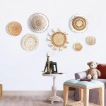 Set of 7 Boho Woven Wall Baskets