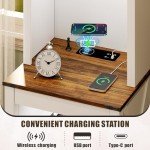 Dystler Farmhouse Nightstand with Charging Station
