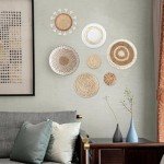 Set of 7 Boho Woven Wall Baskets